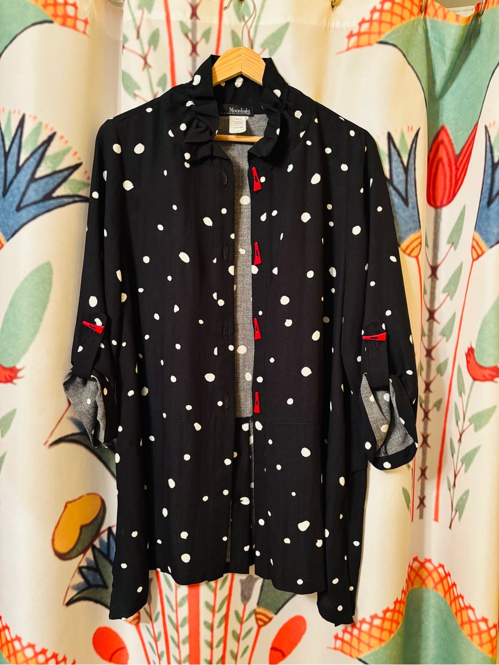 Black & White Polka-Dot Tunic Blouse